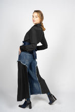 Load image into Gallery viewer, Fitted Denim Trousers with Pleated Cotton Panels