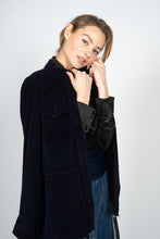 Load image into Gallery viewer, Marine Blue Corduroy Jacket with Waistband