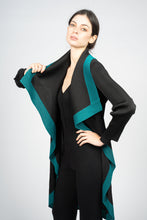 Load image into Gallery viewer, Black Pleated Vest with Cascading Collar