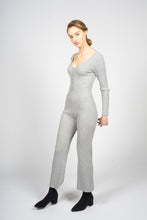 Load image into Gallery viewer, Grey Knitted Jumpsuit with Front Button Opening
