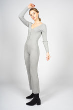 Load image into Gallery viewer, Grey Knitted Jumpsuit with Front Button Opening
