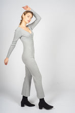 Load image into Gallery viewer, Grey Knitted Jumpsuit with Front Button Opening
