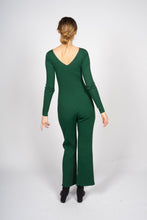 Load image into Gallery viewer, Green Knitted Jumpsuit with Front Button Opening
