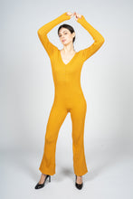 Load image into Gallery viewer, Mustard Knitted Jumpsuit with Front Button Opening
