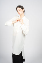 Load image into Gallery viewer, White Kaftan Shirt with Pleated Plastron
